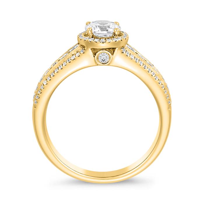 Engravable gold ring with lab grown diamonds