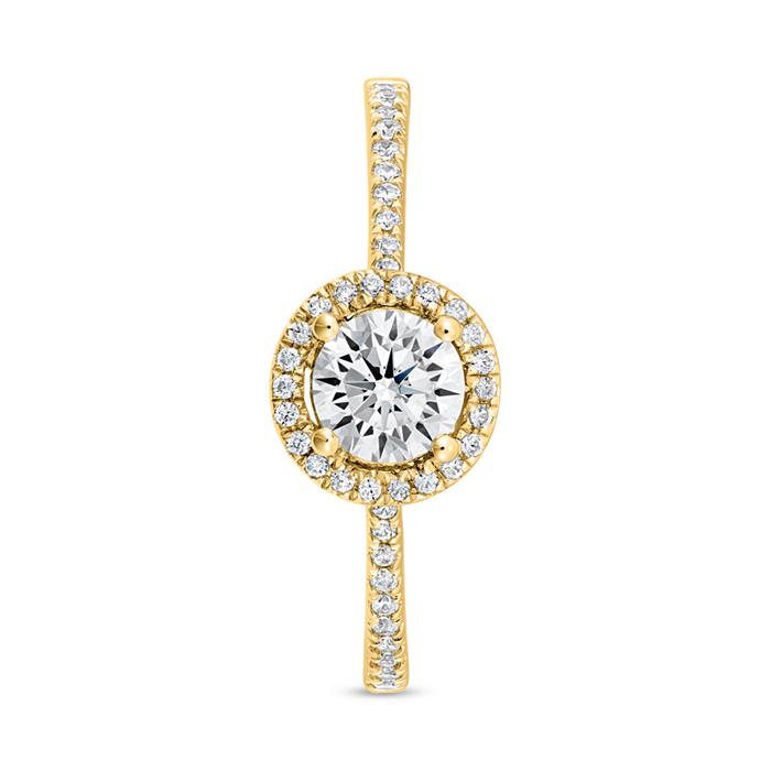 Goldener Halo Diamantring f&#xFC;r Damen, gravierbar