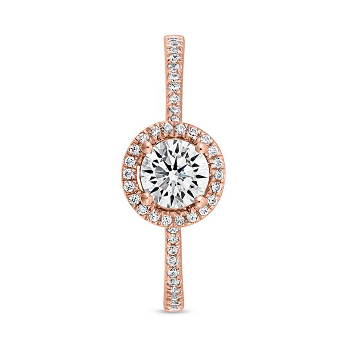 Halo ring in rose gold with lab grown diamonds