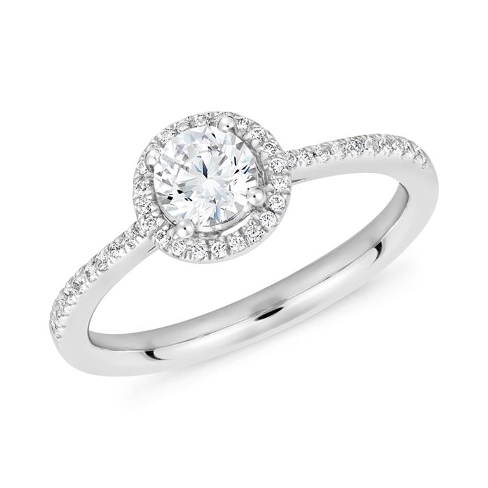 Lab grown diamond ring Halo in white gold or platinum