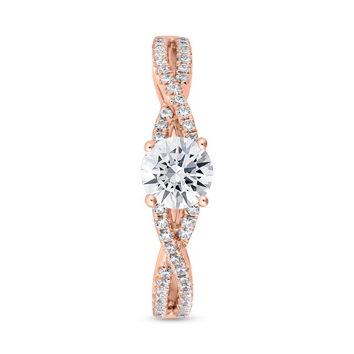 Engravable rose gold diamond ring