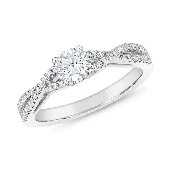 White gold or platinum engagement ring with diamonds