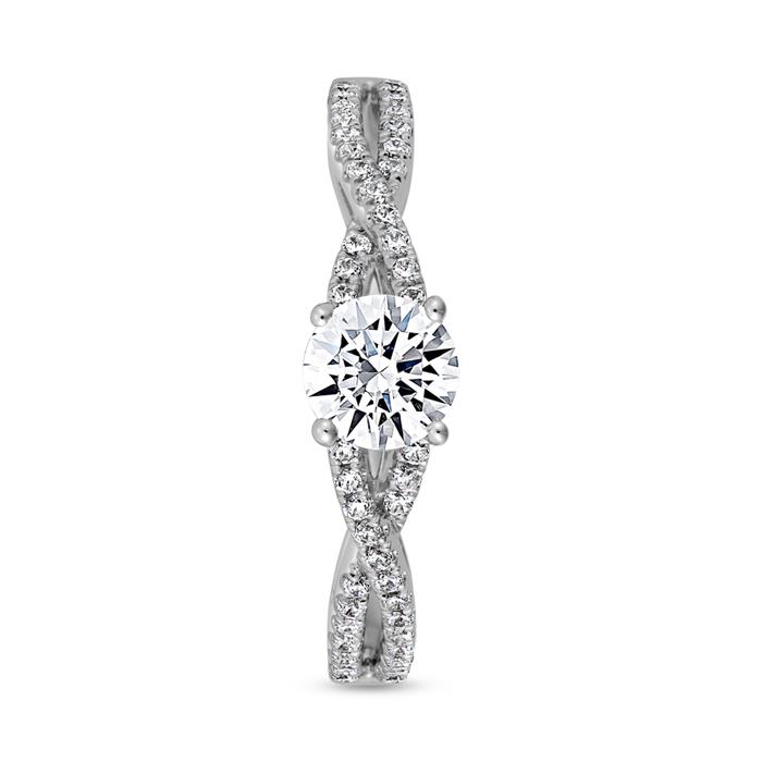 White gold or platinum engagement ring with diamonds