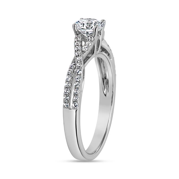 White gold or platinum engagement ring with diamonds