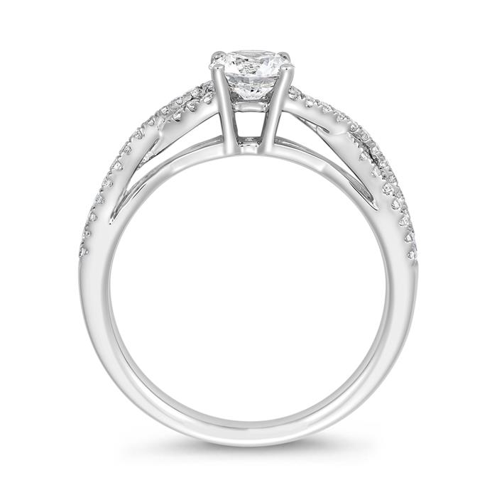 White gold or platinum engagement ring with diamonds