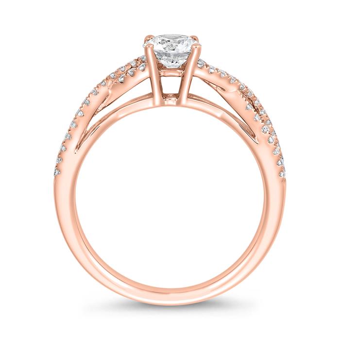 Rose gold engagement ring with lab grown diamonds