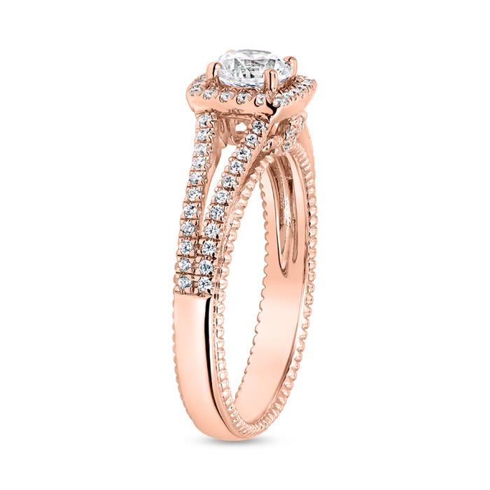 Halo Verlobungsring mit Diamanten aus Roségold