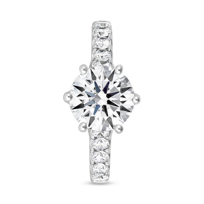 Engagement ring with diamonds in white gold or platinum