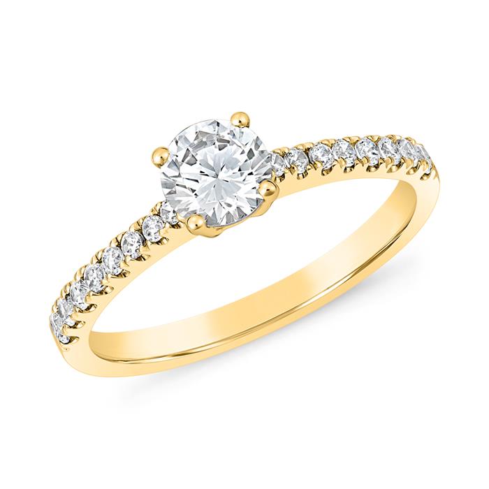 Diamond ring in yellow gold for ladies, engravable