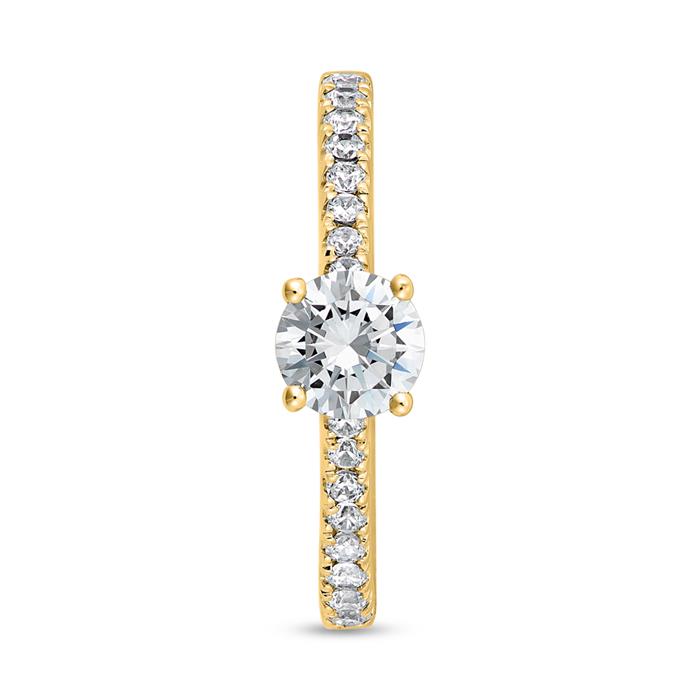 Diamond ring in yellow gold for ladies, engravable