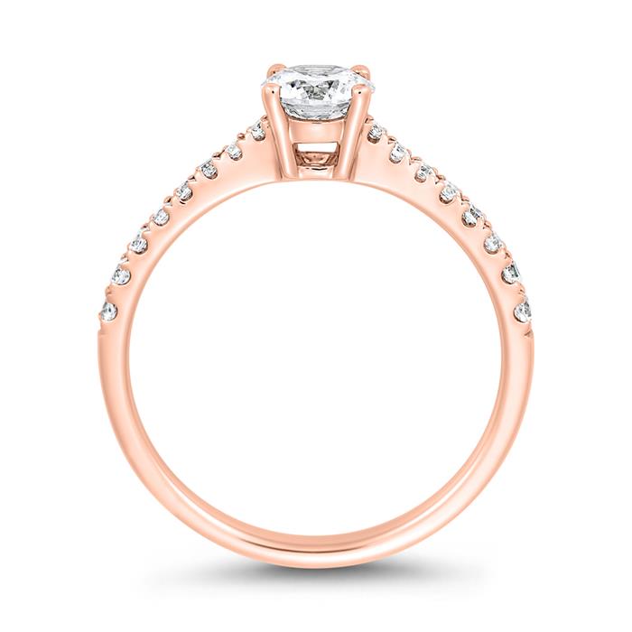 Engravable engagement ring with diamonds in rose gold