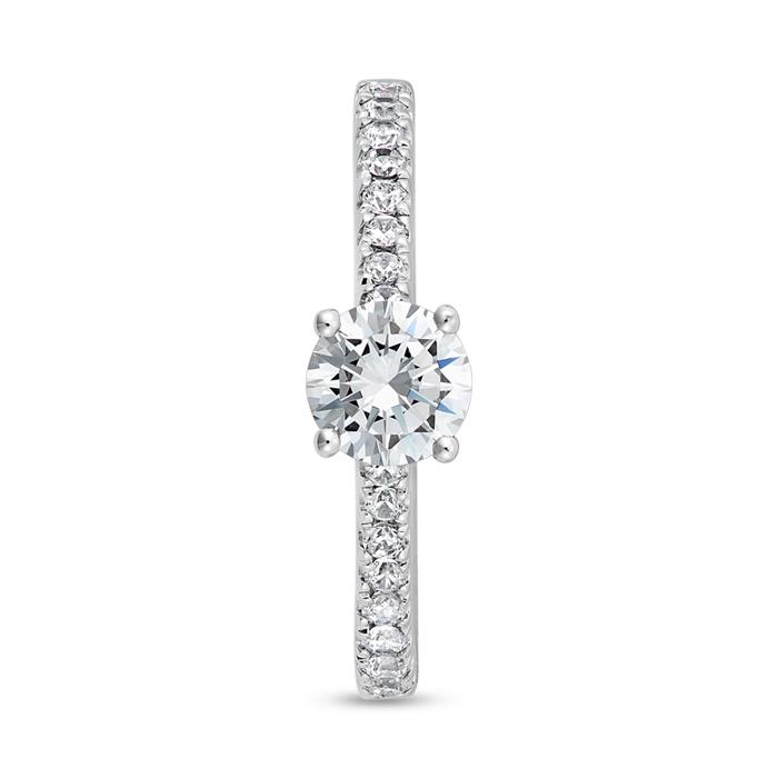 Engagement ring with diamonds in white gold or platinum