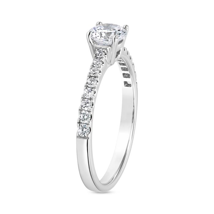 Engagement ring with diamonds in white gold or platinum