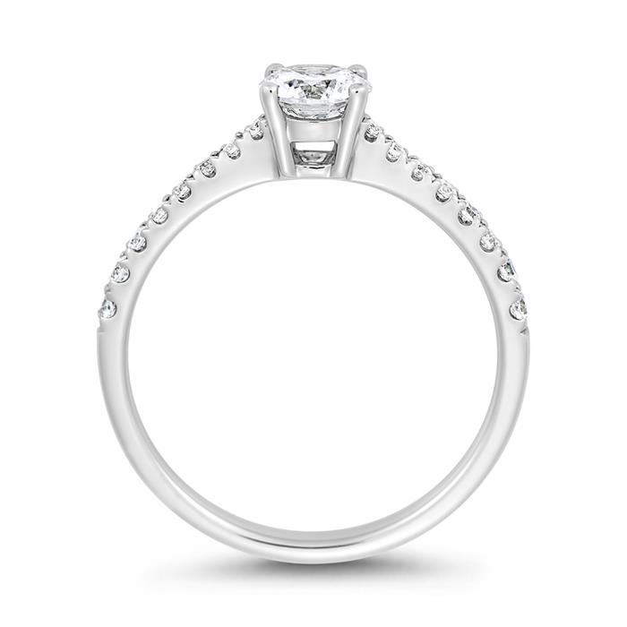 Engagement ring with diamonds in white gold or platinum