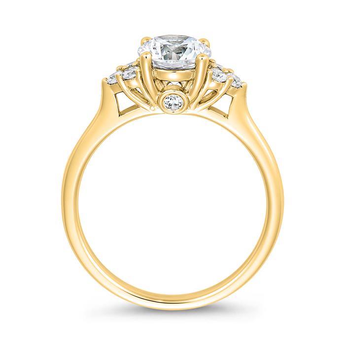 Engravable diamond ring in yellow gold with diamonds