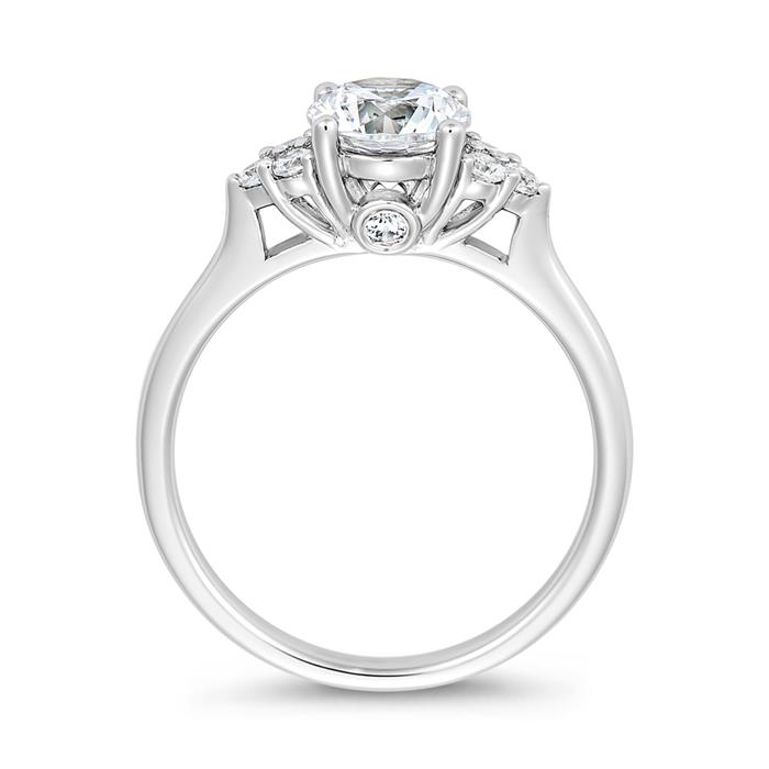 White gold or platinum engagement ring with diamonds