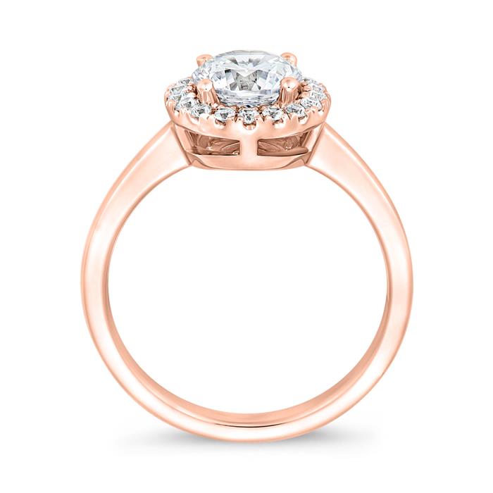 Anillo halo de oro rosa con diamantes para mujer