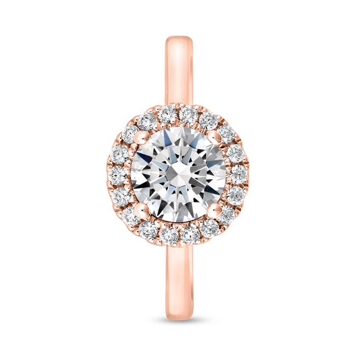 Halo ring met labgekweekte diamanten in roségoud