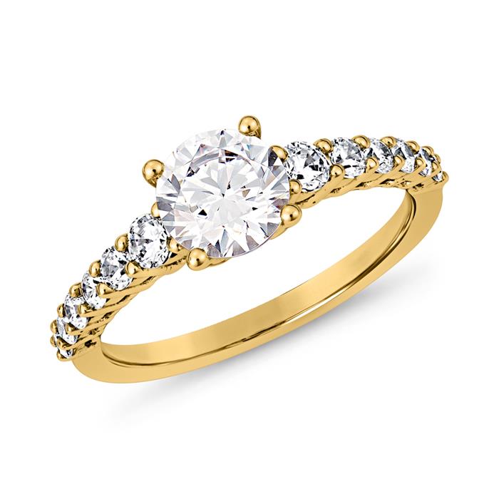 Engagement ring set with diamonds in yellow gold