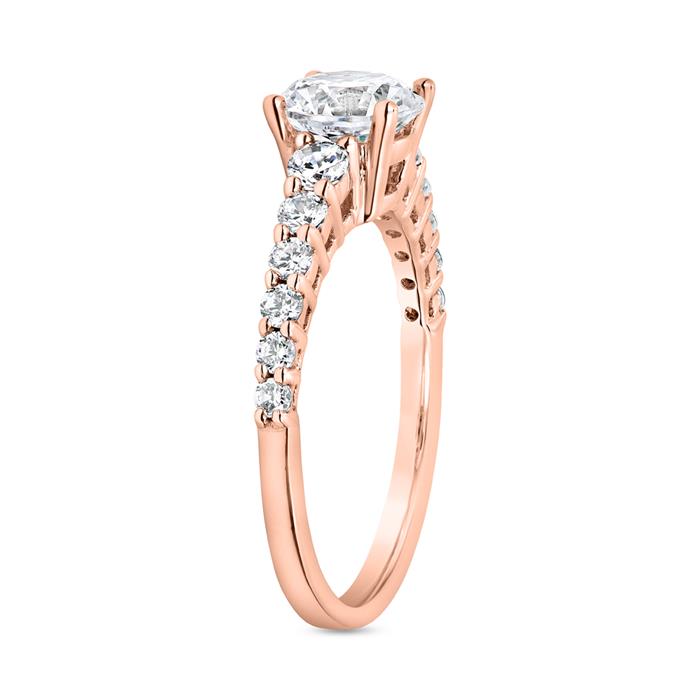 Ros&#xE9;goldener Diamantring f&#xFC;r Damen, gravierbar