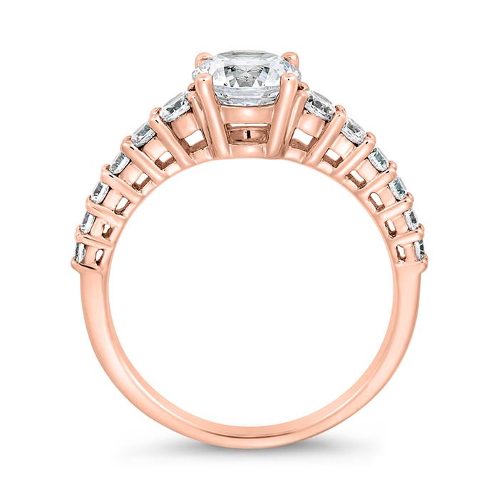 Anillo de diamantes de oro rosa para mujer, grabable