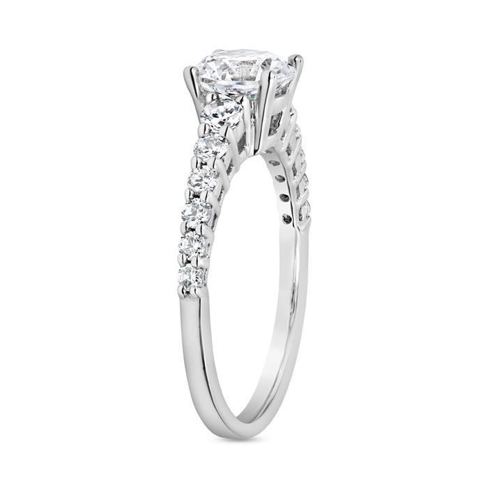 Engravable lab grown diamond ring in white gold, platinum