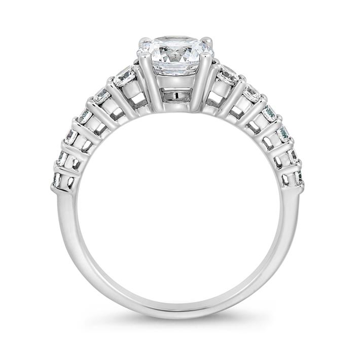 Engravable lab grown diamond ring in white gold, platinum