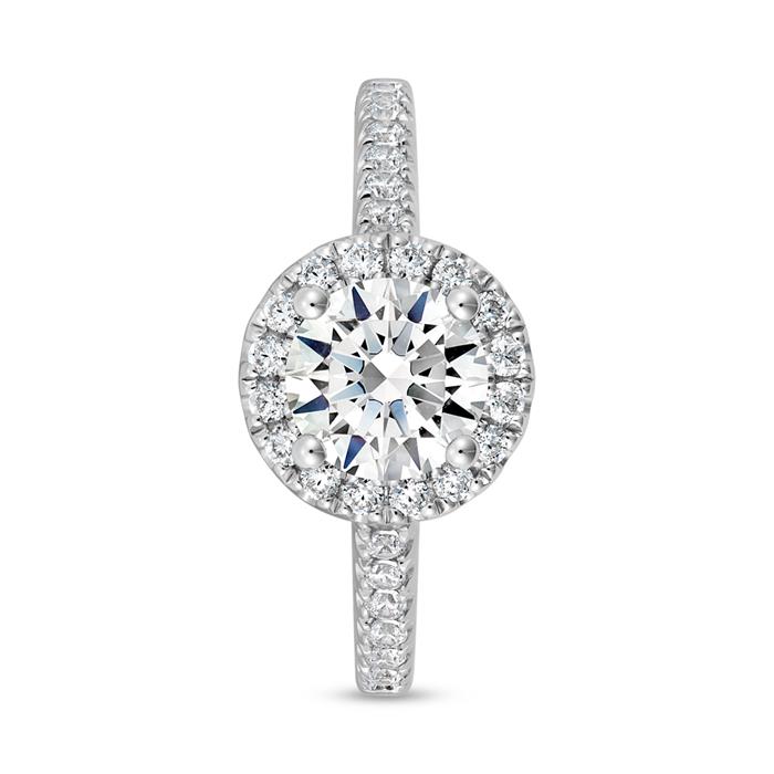 Engagement ring in white gold or platinum with diamonds