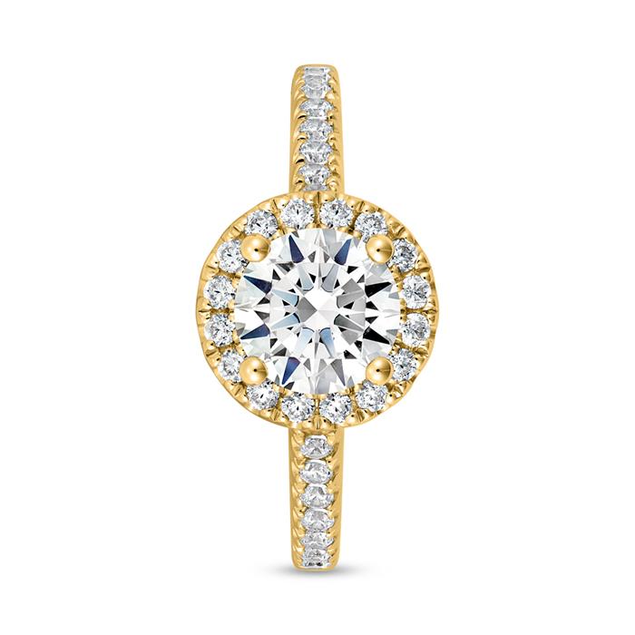 Golden lab grown diamond ring for ladies