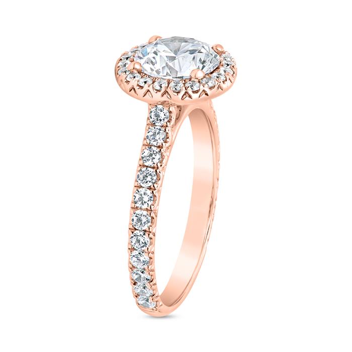 Ros&#xE9;goldener Halo-Ring mit Diamanten f&#xFC;r Damen