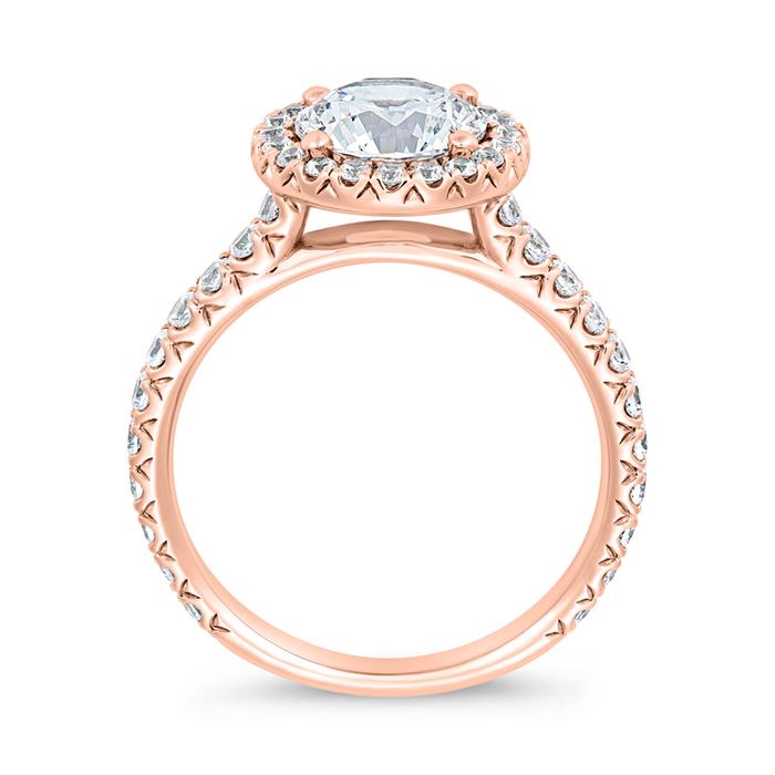 Ros&#xE9;gouden halo ring met diamanten voor dames