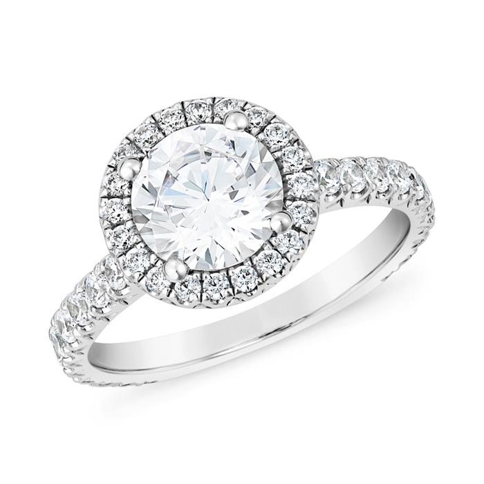 White gold or platinum engagement ring with diamonds