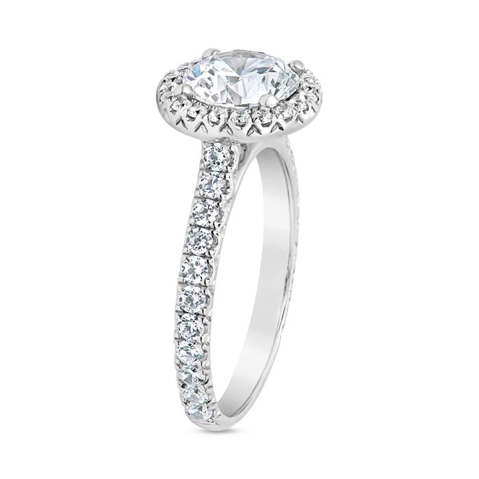 White gold or platinum engagement ring with diamonds