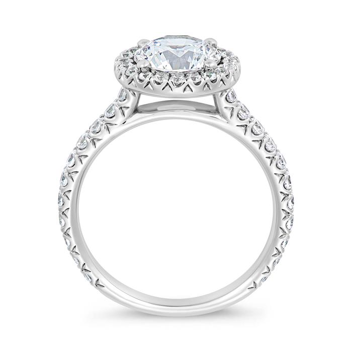 White gold or platinum engagement ring with diamonds