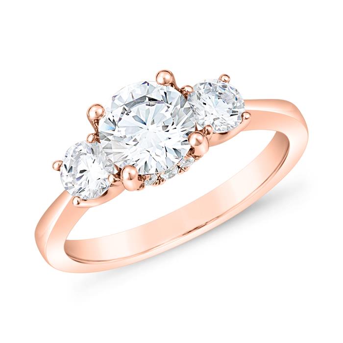 Ros&#xE9;goldener Trinity Verlobungsring mit Diamanten