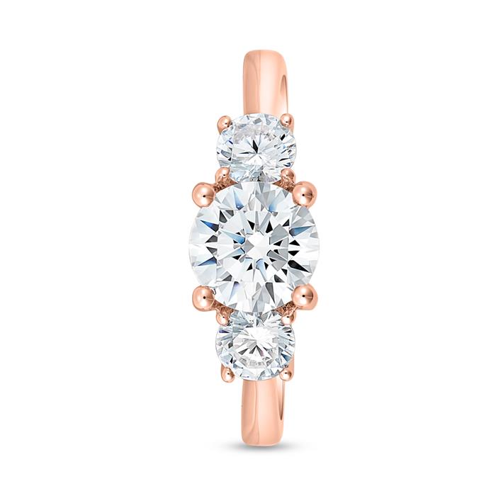 Rose gold Trinity engagement ring with diamonds