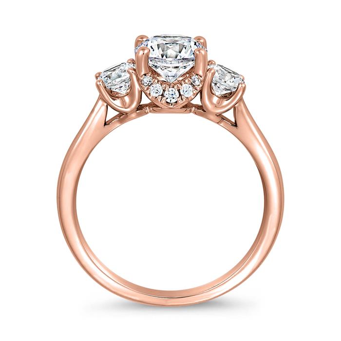 Rose gold Trinity engagement ring with diamonds