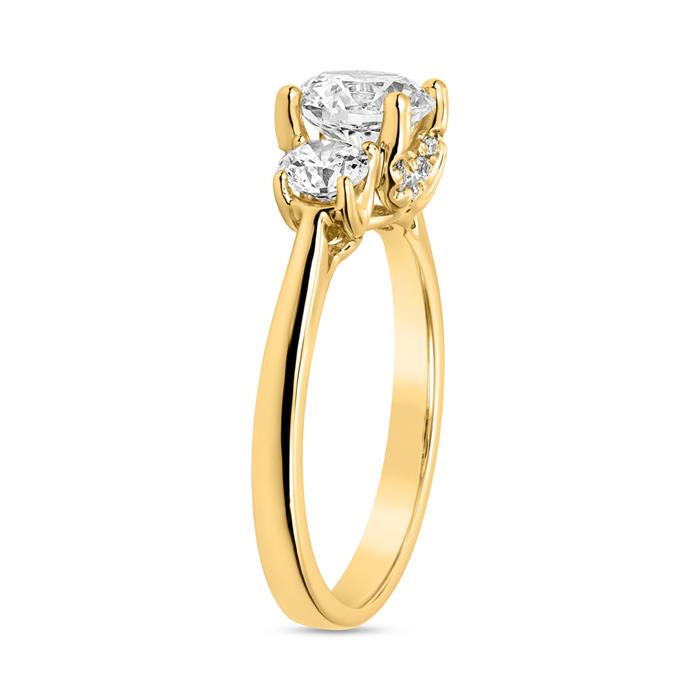 Golden engagement ring Trinity with lab grown diamonds