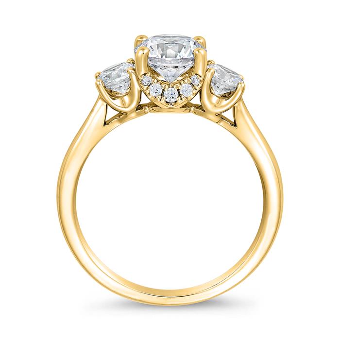 Goldener Verlobungsring Trinity mit lab grown Diamanten