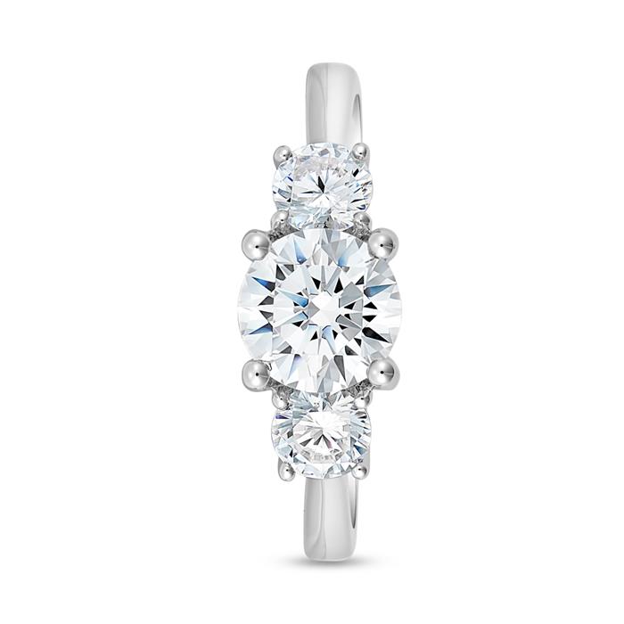 Trinity ring with lab grown diamonds, white gold, platinum