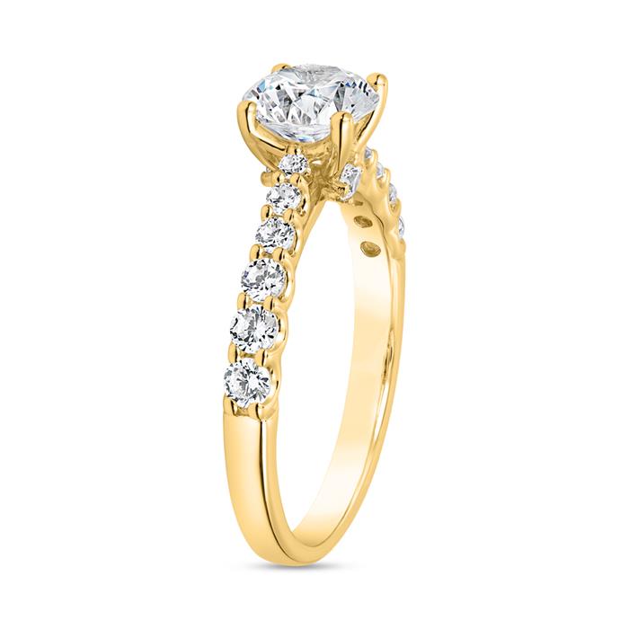 Golden engagement ring with diamonds for ladies