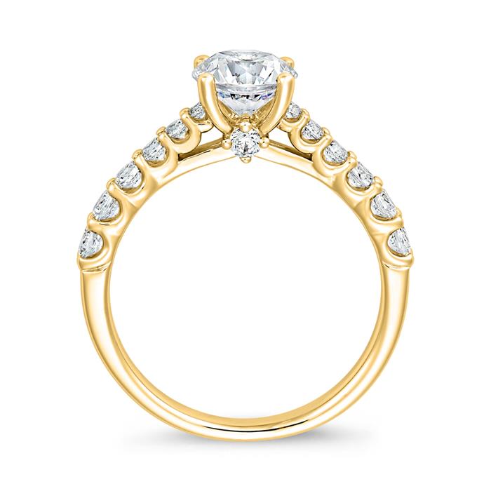 Golden engagement ring with diamonds for ladies