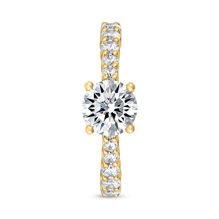 Engagement ring with lab grown diamonds for ladies, gold