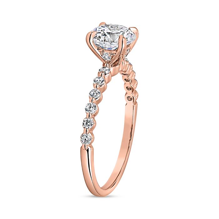 Anillo grabable de diamantes en oro rosa