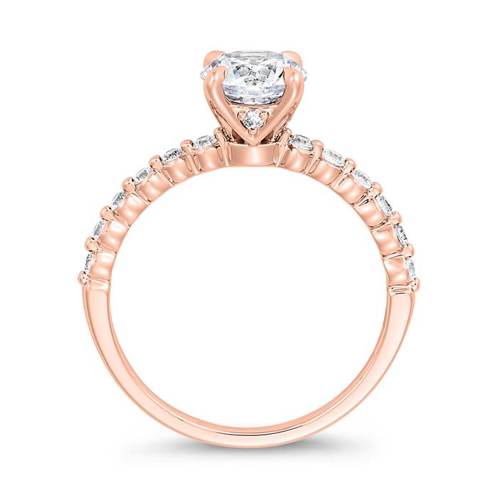 Engravable rose gold diamond ring