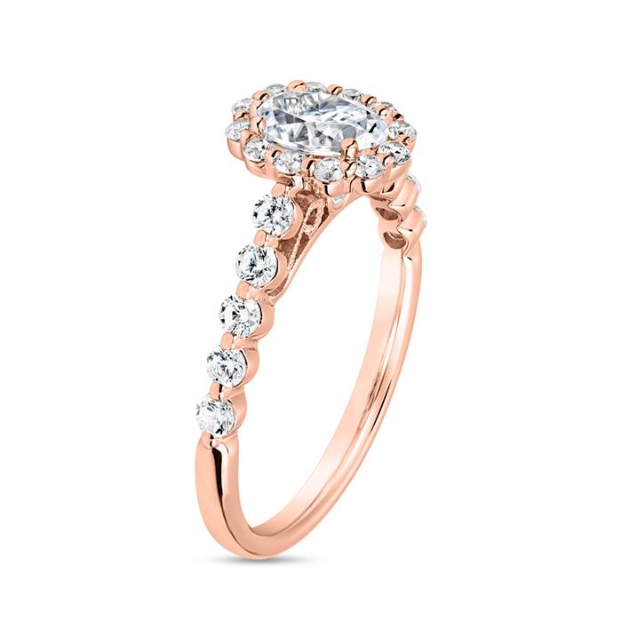 Rose gold engagement ring with lab grown diamonds