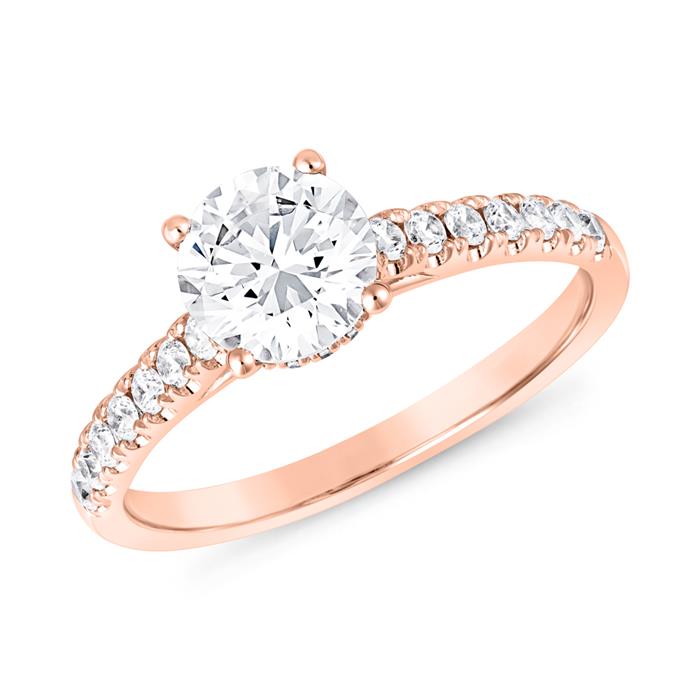 Rose gold engagement ring with diamonds