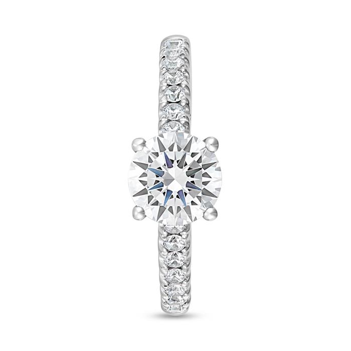 Engagement ring with diamonds in white gold or platinum