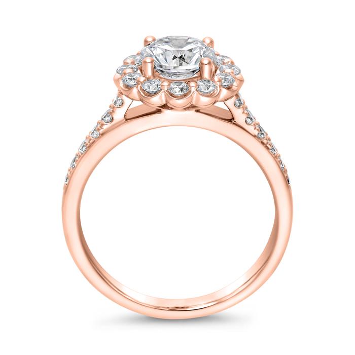 Anillo de diamantes grabable para mujer en oro rosa