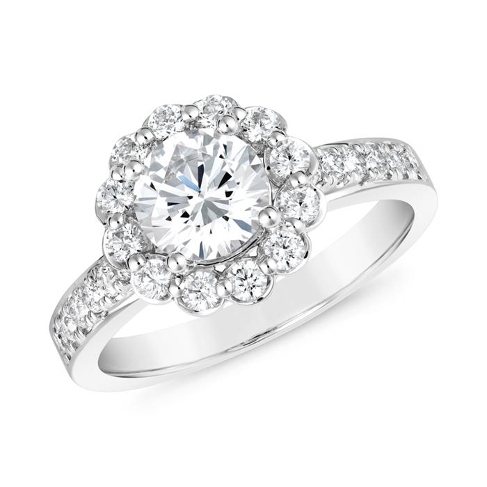 Lab grown diamond ring in white gold or platinum